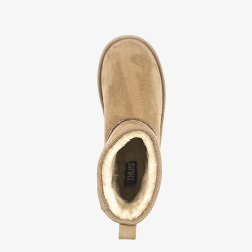 Hoge gevoerde dames pantoffels taupe