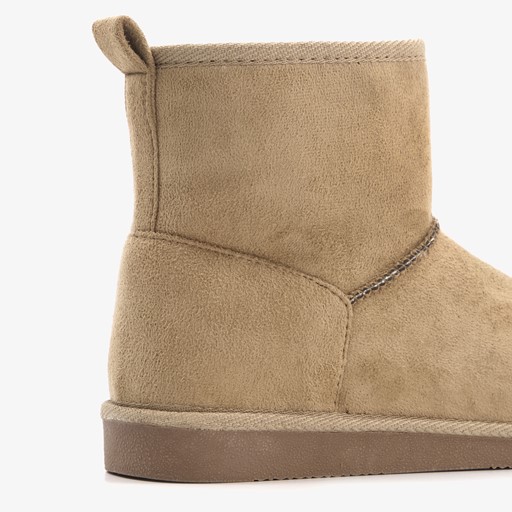 Hoge gevoerde dames pantoffels taupe