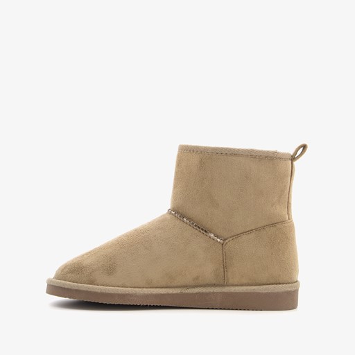 Hoge gevoerde dames pantoffels taupe