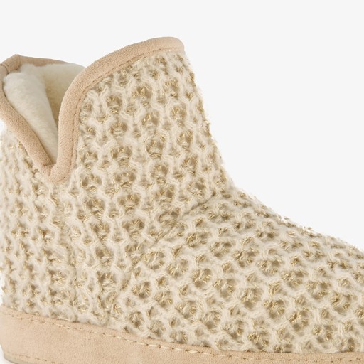 Gebreide pantoffels met voering beige