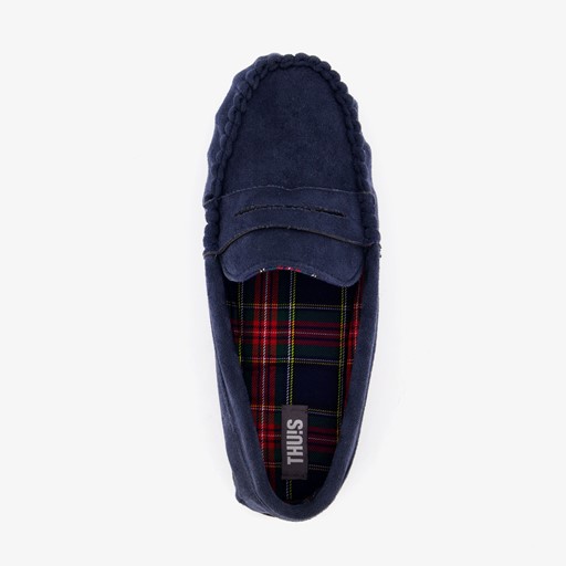 Heren mocassin pantoffels blauw