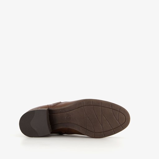 Dames enkellaarsjes met hak cognac