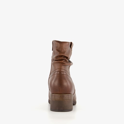 Dames enkellaarsjes met hak cognac