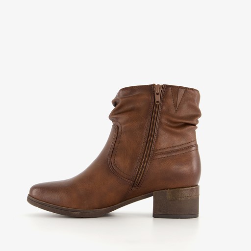 Dames enkellaarsjes met hak cognac