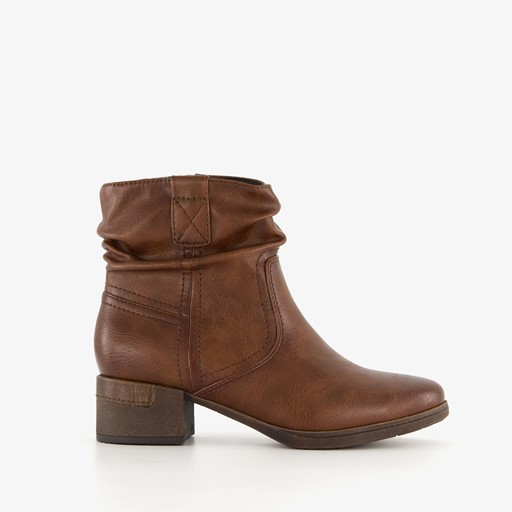 Dames enkellaarsjes met hak cognac
