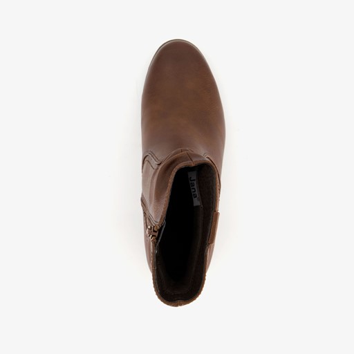 Dames enkellaarsjes met hak cognac