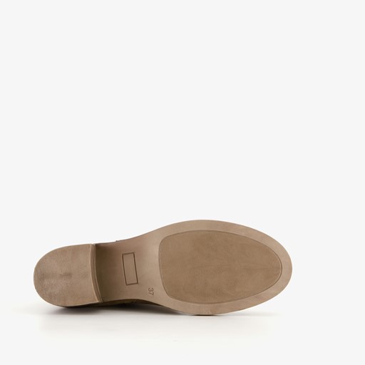 Suede dames enkellaarzen met hak camel