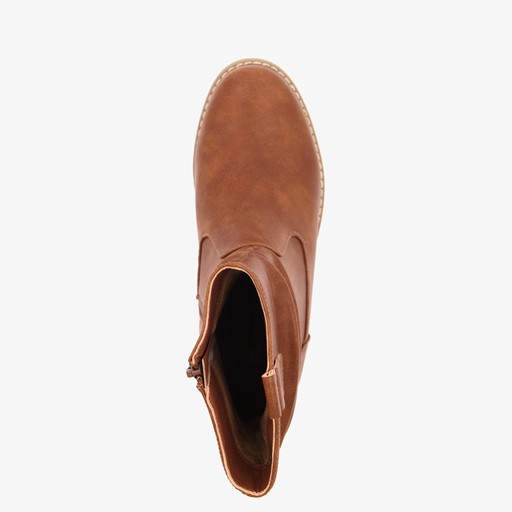 Dames enkellaarsjes cognac bruin