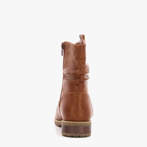 Dames enkellaarsjes cognac bruin