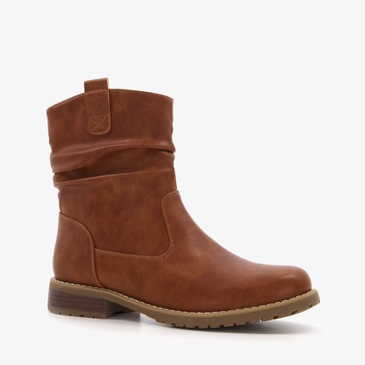 Dames enkellaarsjes cognac bruin