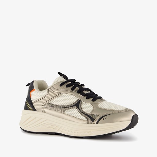 Dames dad sneakers beige goud