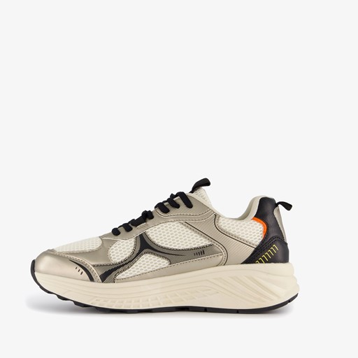 Dames dad sneakers beige goud