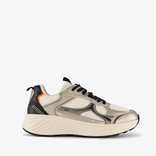 Dames dad sneakers beige goud