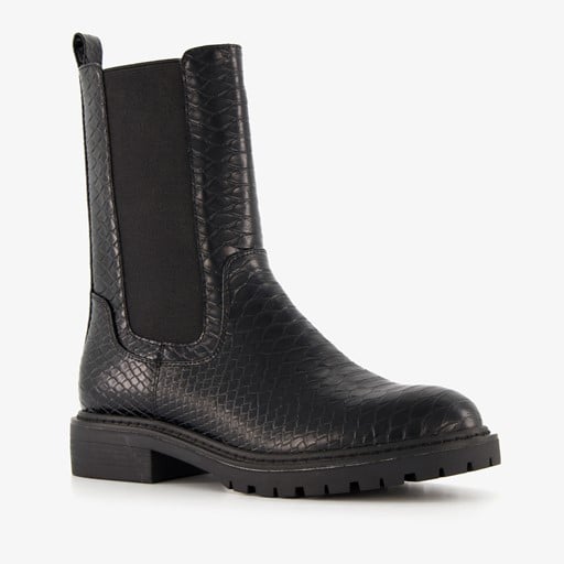 Dames croco chelsea boots zwart