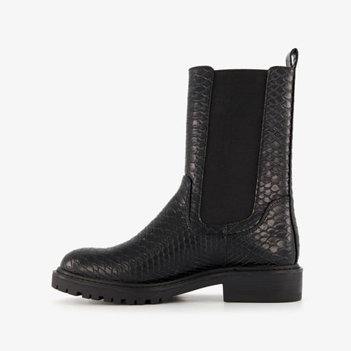 Dames croco chelsea boots zwart