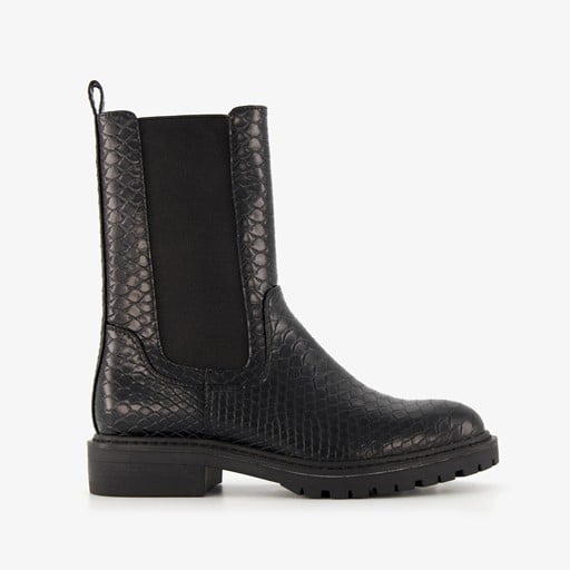 Dames croco chelsea boots zwart