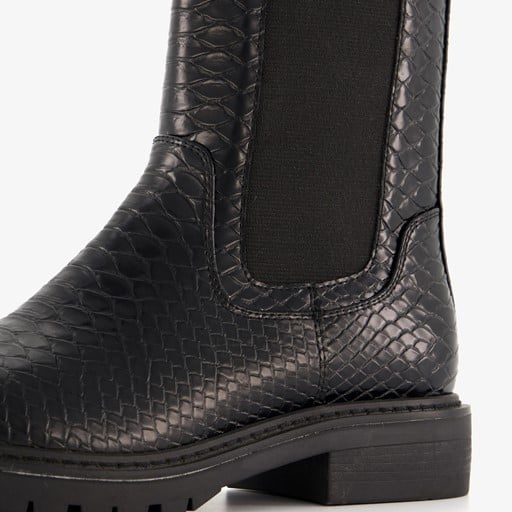 Dames croco chelsea boots zwart