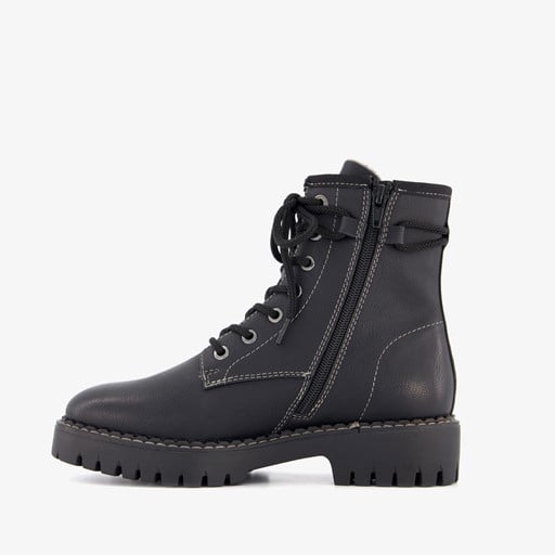 Gevoerde dames veterboots zwart