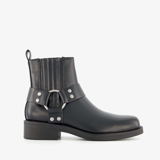 Lage dames biker boots zwart