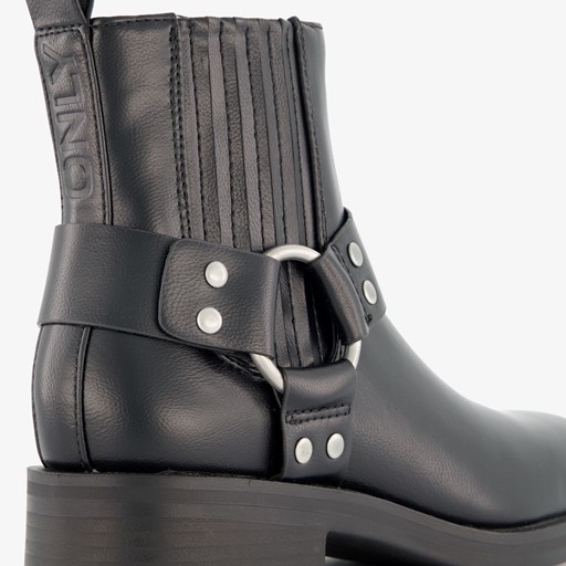Lage dames biker boots zwart
