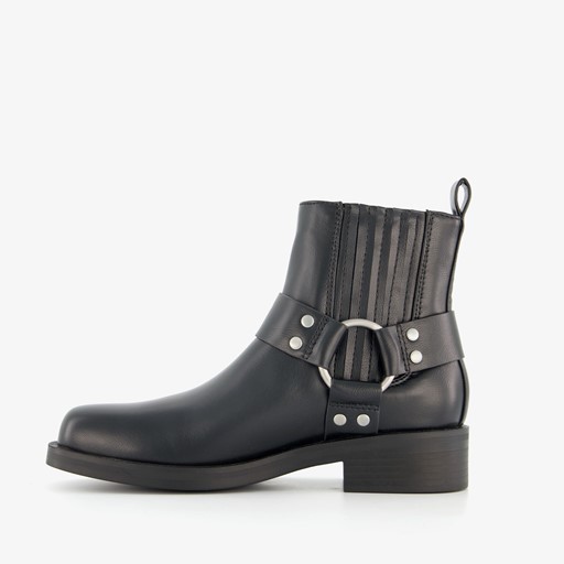 Lage dames biker boots zwart