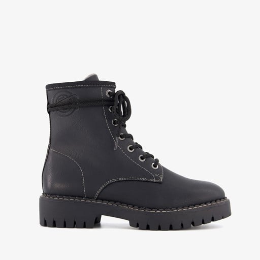 Gevoerde dames veterboots zwart