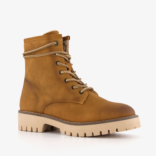 Gevoerde dames veterboots cognac