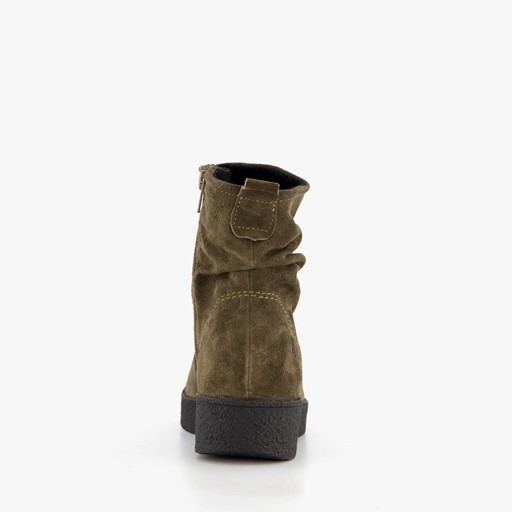Suede dames enkellaarsjes groen
