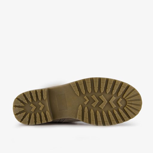 Gevoerde suede dames veterboots beige