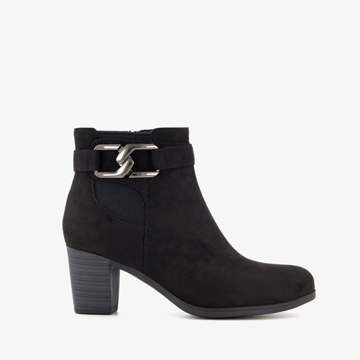 Dames enkellaarsjes met hak zwart