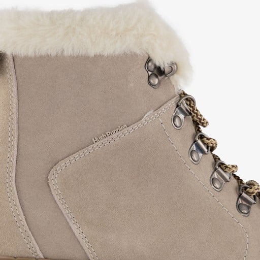 Gevoerde suede dames veterboots beige