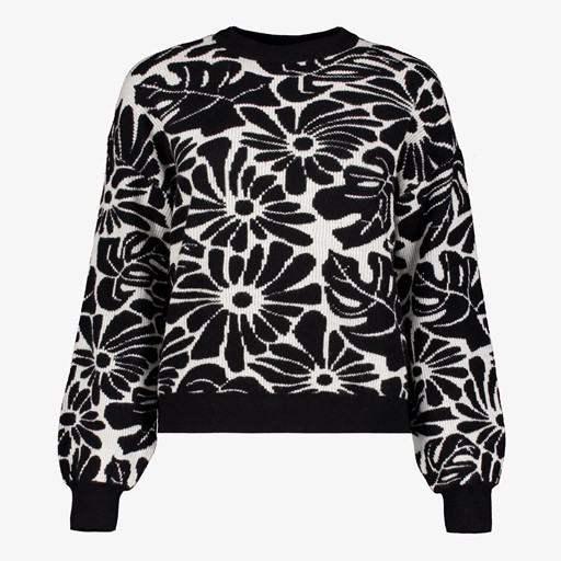 Gebreide dames trui met bloemenprint