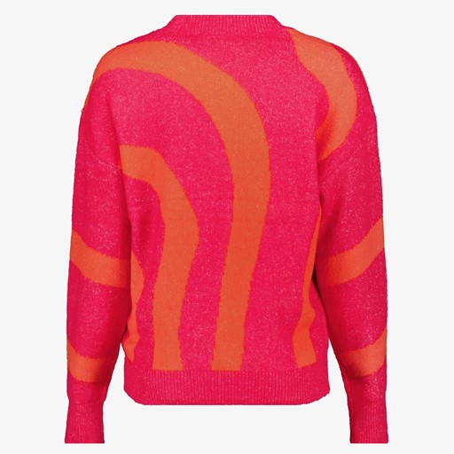 Gebreide dames trui roze oranje
