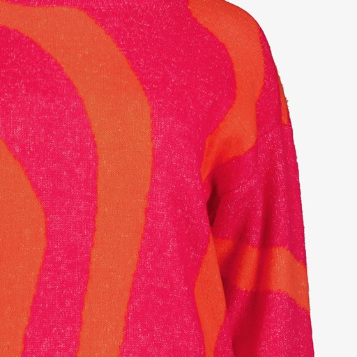 Gebreide dames trui roze oranje
