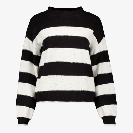 Gestreepte dames trui zwart wit