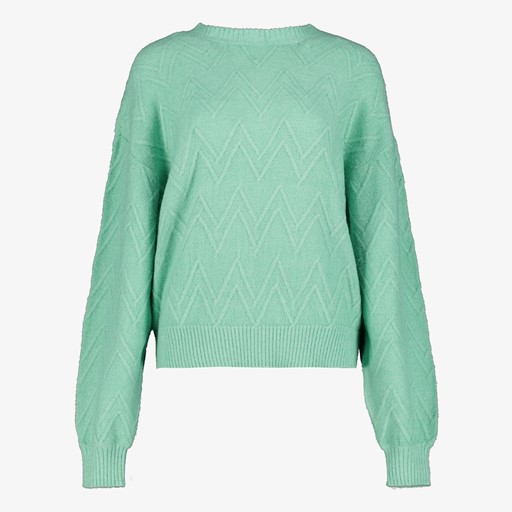 Gebreide dames trui mintgroen