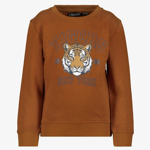 Jongens sweater bruin met tijger