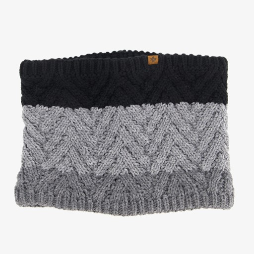 Gebreide jongens colsjaal zwart grijs