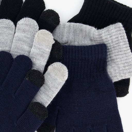 3 paar touchscreen handschoenen zwart blauw grijs