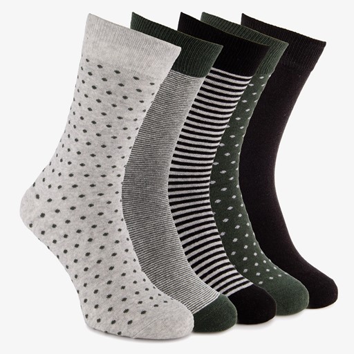 5 paar herensokken met print grijs