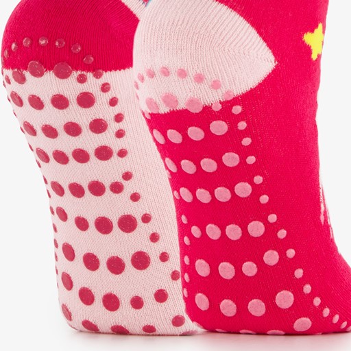 2 paar kinder antislip sokken met unicorns roze