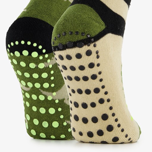 2 paar kinder antislip sokken met dino groen