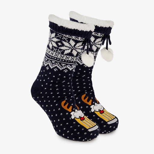 1 paar heren huissokken kerst met antislip