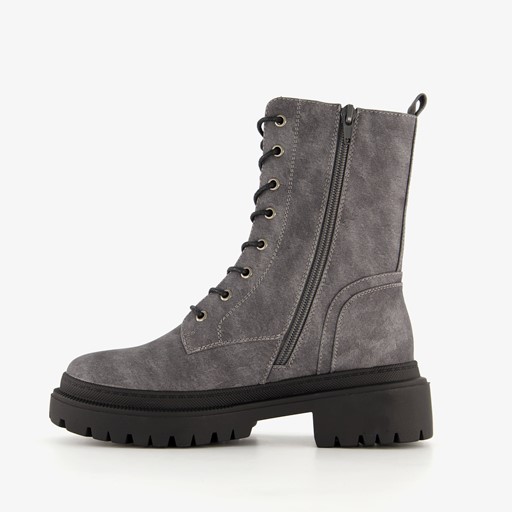 Dames veterboots grijs