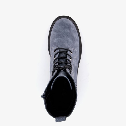 Dames veterboots denim blauw