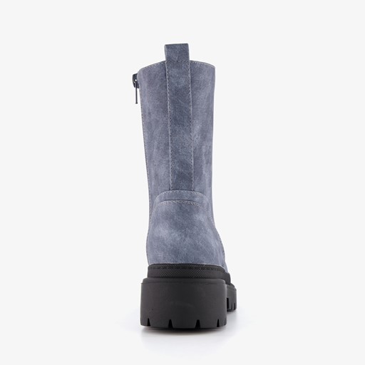 Dames veterboots denim blauw