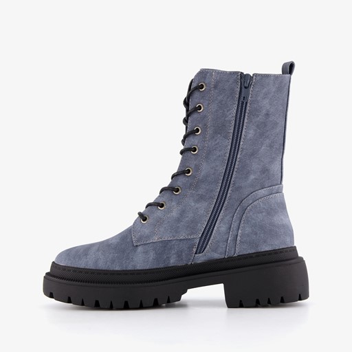 Dames veterboots denim blauw
