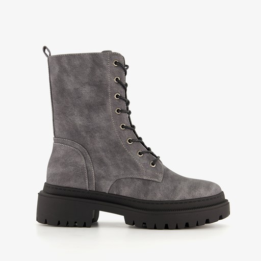 Dames veterboots grijs