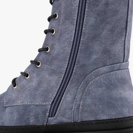 Dames veterboots denim blauw
