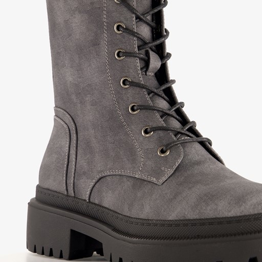 Dames veterboots grijs